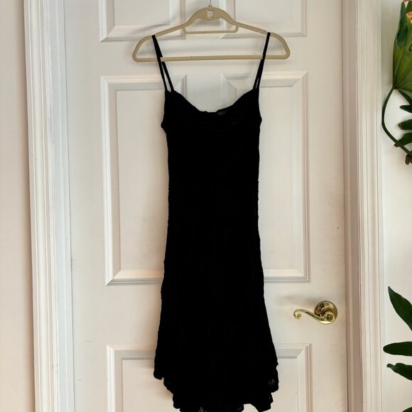 GHOST Made in England Black Slip Dress Rose Floral Bias Cut 90s Size M / 3 - Picture 2 of 9